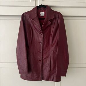 Burgundy vintage leather blazer jacket